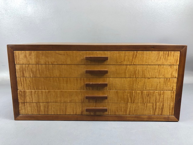 Collectors Cabinet, Vintage polished Maple wood collectors cabinet, suitable for coins medals etc,