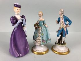 Staffordshire China figure, 'Glencora' by Ray Shuff and two figurines by Capodimonte (3)