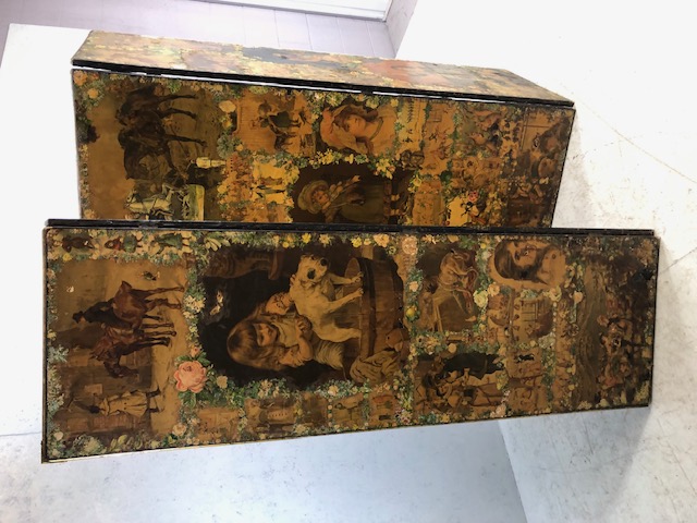 Victorian decoupage room divider / screen, approx 228cm in length x 183cm in height - Image 2 of 31