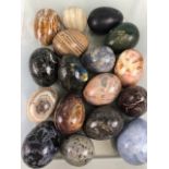 Crystal/ Geological interest, collection of large polished stone specimens in the shape of eggs , to