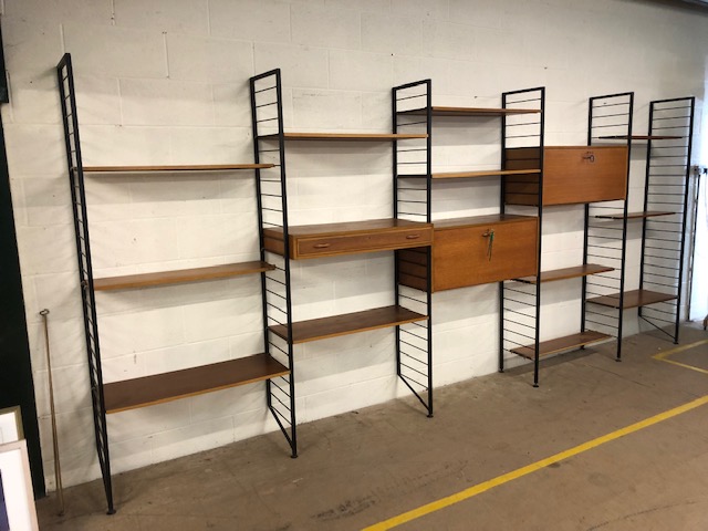 Large installation of mid century teak and metal Ladderax, consisting of five bays and various - Image 2 of 25
