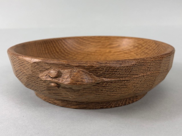 Robert 'Mouseman' Thompson (Kilburn), a Mouseman Oak Nut Bowl with carved mouse signature, approx