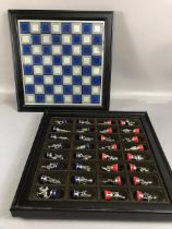 Modern chess set with weighted metal pieces