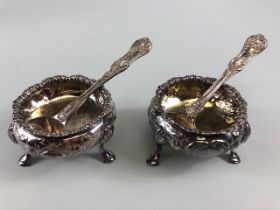 Pair of Victorian Hallmarked Silver Salts London 1853 with matching pair of same hallmarked Silver