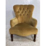Victorian button back nursing chair on turned legs