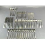 Canteen of American silver cutlery Old Lace pattern all marked STERLING & comprising: 14 small