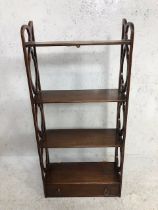 Antique wall hanging four shelf unit with drawer under, approx 41cm x 88cm x 16cm