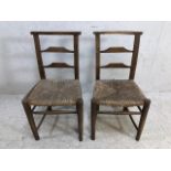 Pair of rushed seated chapel chairs