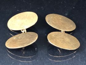 Pair of Oval 9ct Gold unengraved fully hallmarked cufflinks total weight 3.8g
