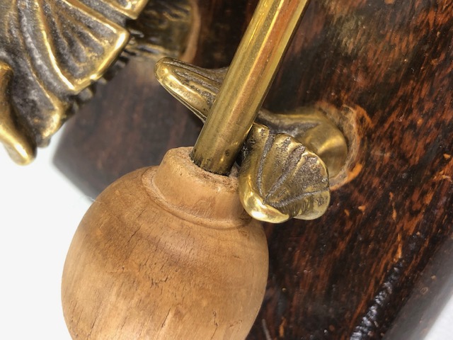 Brass Dinner Gong supported by Pixies standing on toadstools with a wooden and brass gong - Image 6 of 10