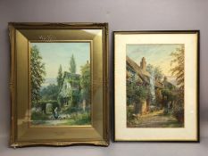 ALBERT DUNNINGTON (British,1860-1928), two framed watercolours: 'Cottages at Rostherne, Cheshire',