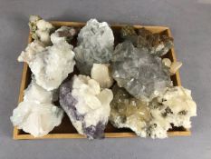 Geology crystal interest, several larger display specimens of calcite , fluorite, quartz, etc