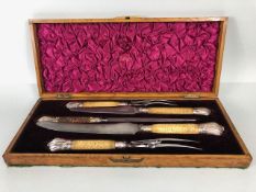Victorian Boxed set of carving knives and forks by maker Harrison Bros & Howson Sheffield with
