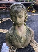 Garden statue, bust of a young girl