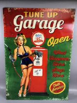 Advertising sign, modern metal sign for Tune Up Garage featuring an american gasoline pump