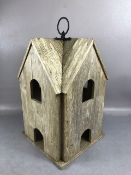 Folk art wooden dovecote, approx 42cm in height