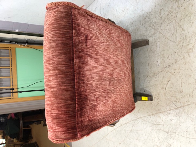 Original art deco armchair with scroll arms and sprung seat with button back red upholstery and - Image 7 of 7