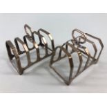 Pair of Hallmarked solid silver toast racks hallmarked for Birmingham by maker I S Greenberg & Co (