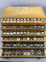 Geology/ fossil interest, a six draw table top chest containing an outstanding collection of mineral