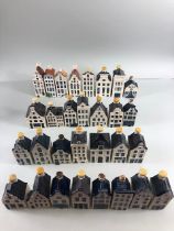 Delft houses, collection of blue delft houses for KLM by BOLS Amsterdam (26 items) and 4 other