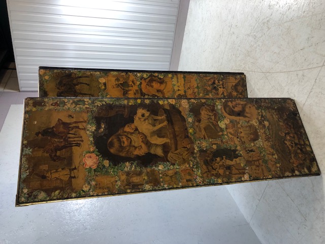 Victorian decoupage room divider / screen, approx 228cm in length x 183cm in height - Image 3 of 31