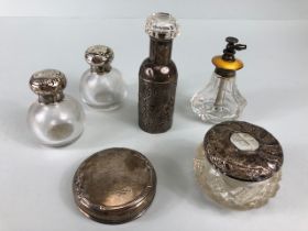 Antique silver a collection of hallmarked silver mounted glass perfume bottles and other items 6