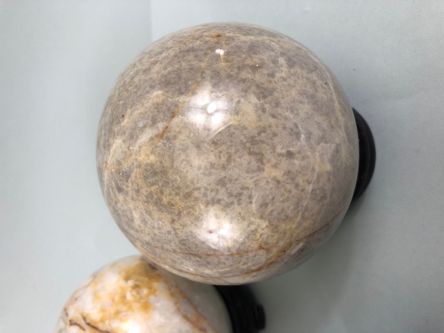 Crystal / Geology interest, Four large polished stone specimen marble spheres approximately 9cm - Image 4 of 6