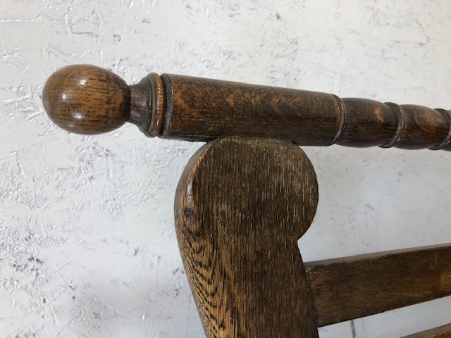Antique furniture, High slat back bobbin chair with rush seat possibly Scottish approximately - Image 3 of 7