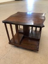 Antique furniture , early 20th century teak revolving book case occasional table approximately 37