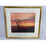 Decorators interest, Modern Colourful and decorative print of the Masai Mara in Kenya, Africa,