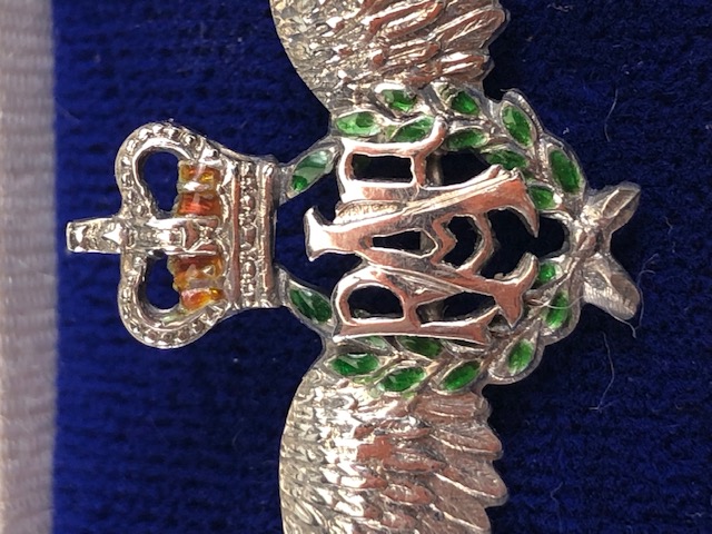 RAF sweetheart brooch, the white metal wings with red and green enamelled centre section, stamped ' - Image 5 of 16
