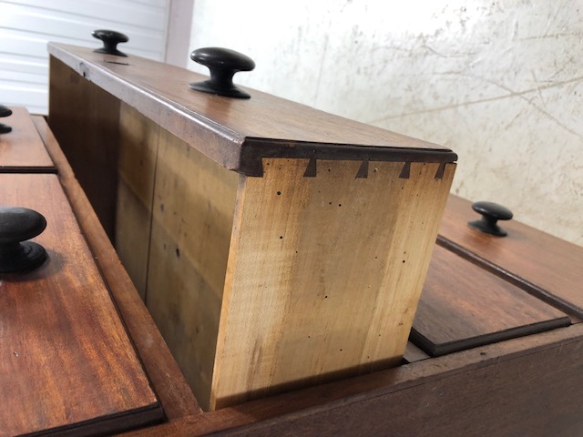 Victorian stained pine chest of five drawers with turned handles on turned feet, approx 93cm x - Image 7 of 8