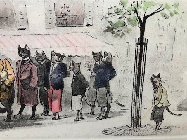 After BORIS O'KLEIN, colour print, 'Naughty Cats', approx 45cm x 17cm - Image 3 of 5