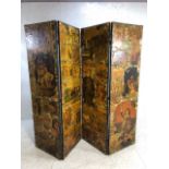 Victorian decoupage room divider / screen, approx 228cm in length x 183cm in height