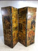 Victorian decoupage room divider / screen, approx 228cm in length x 183cm in height