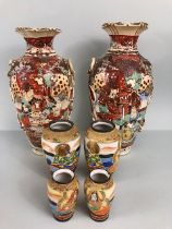 Japanese ceramics,pair of late Meiji Imari vases decorated with Samurai and courtiers unsigned