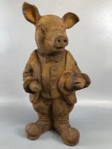 Cast iron decorative figure of a pig in Gentleman's clothing, approx 44cm in height