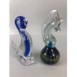 Art Studio glass, two 20th century pieces of Mdina glass one in the form of a chess knight the other