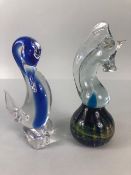 Art Studio glass, two 20th century pieces of Mdina glass one in the form of a chess knight the other