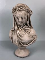 stone bust, composite stone bust of the veiled lady after Raphaelle Monti approximately 36cm high