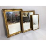 Wall Mirrors 3 modern wall mirrors 2 in decorative gilt finish frames approximately 79 x 54 and 33 x