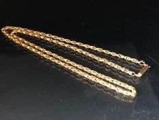 Gold metal Victorian rolled Anchor link chain with barrel clasp approximately 5.69g