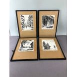 D HOPE FAULKNER, a set of four framed woodblock prints of Malaysian scenes, signed lower left