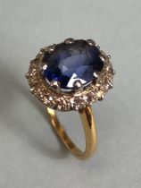 18ct diamond and sapphire cluster ring approximately 3.46g size L