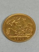Gold half sovereign dated 1908