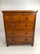 Antique furniture, 19th century mahogany veneered chest of drawers on ball feet, run of 3 drawers
