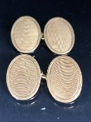 Pair of Oval 9ct Gold cufflinks approx 6.8g