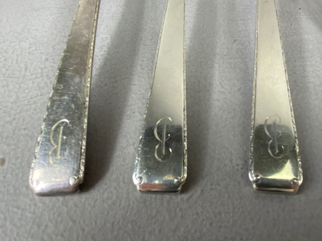 Canteen of American silver cutlery Old Lace pattern all marked STERLING & comprising: 14 small - Image 3 of 28