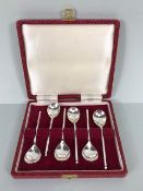 Silver hallmarked coffee spoons, six in total, boxed and hallmarked for London by maker Francis