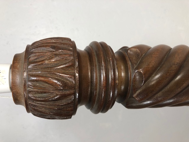 Antique Furniture, early 20th century carved wood standard lamp base sectioned by twists and - Image 2 of 6